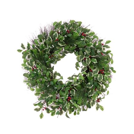 Wreath Holly Mistletoe 60cm