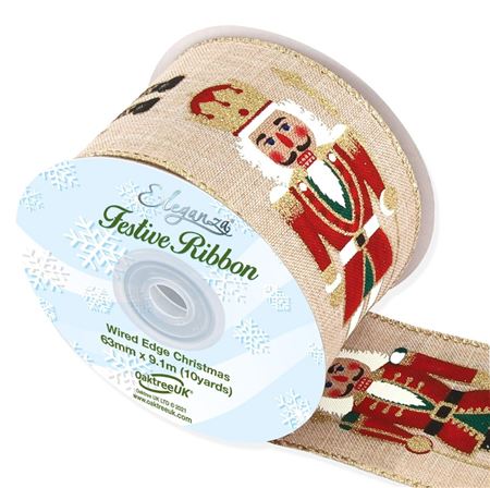 Xmas Ribbon Nutcracker Nat 63mm