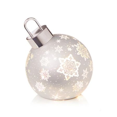 L E D Battery Bauble Table Top Silver 20cm