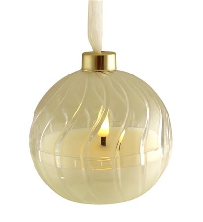 Candle L E D Plastic Bauble Cream 10cm