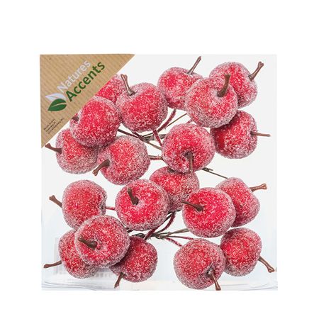 Apples Frosted On Wire 3cm X20 Red