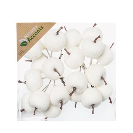 Apples Frosted On Wire 3cm X20 White