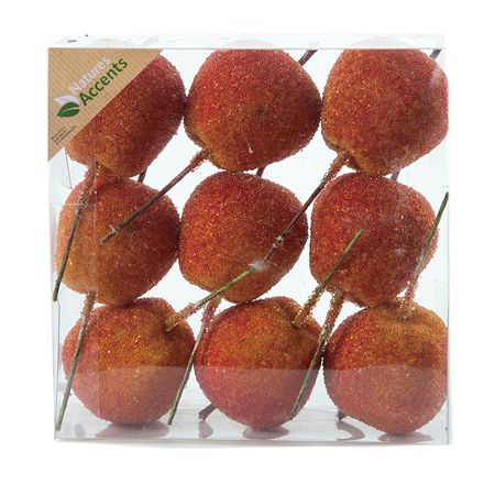 Apples Sugar On Wire 5cm Orange X9