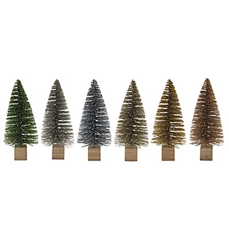 Tree On Wood Base Glitter Assorted 20cm