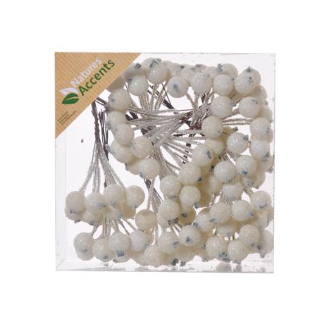 Berries Frosted 12mm On Wire X120 White