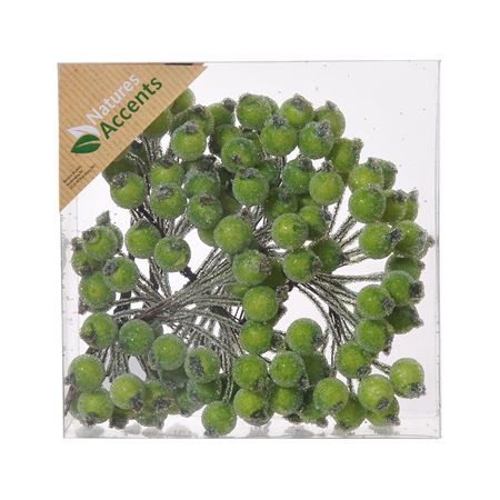 Berries Frosted 12mm On Wire X120 Green