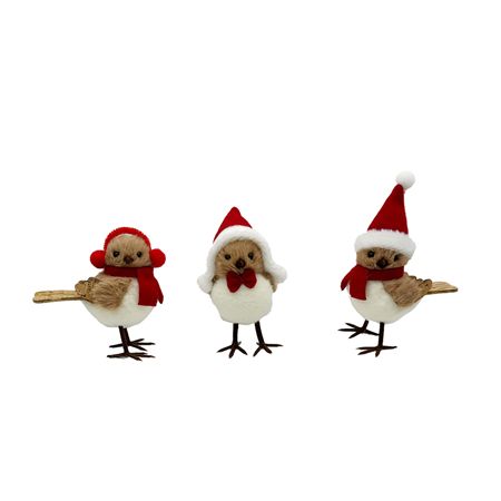 Robin Bird Christmas Assorted 14cm (PACK OF 3)