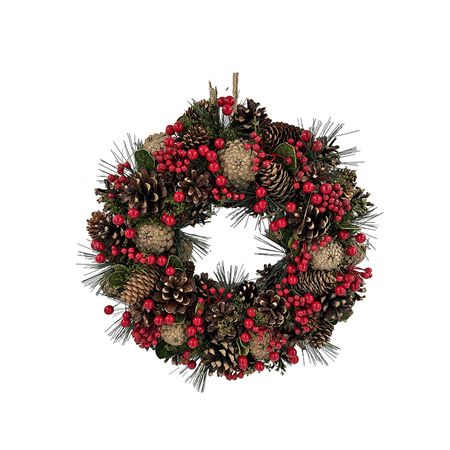 Dried Wreath With Red Berry 35cm