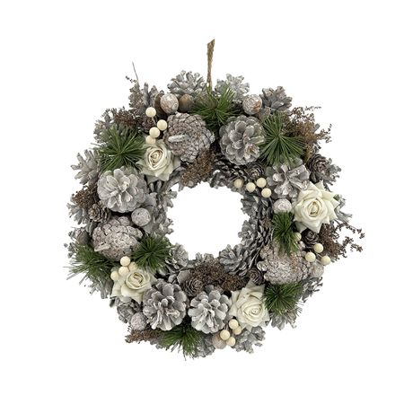 Dried Wreath With White Rose 35cm