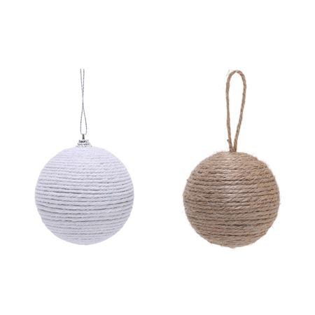 Bauble Jute Natural/white 8cm X12