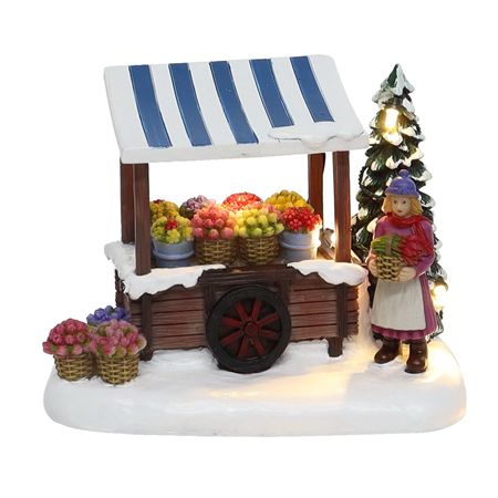 Flower Cart Florist L E D Polyresin 14cm