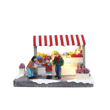 Flower Market Stall L E D Polyresin 19cm