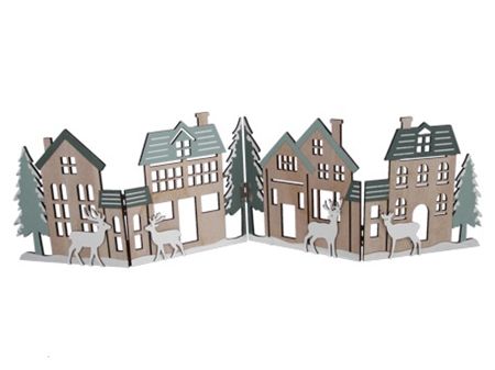Wooden Xmas Deco Scene Sage 60x16cm