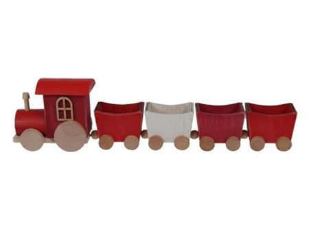 Wooden Train With Pots Red 35cm