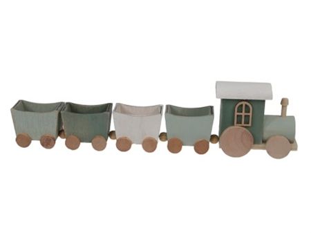 Wooden Train With Pots Green 35cm