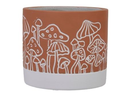 Cement Pot Mushroom Orange 13x11cm