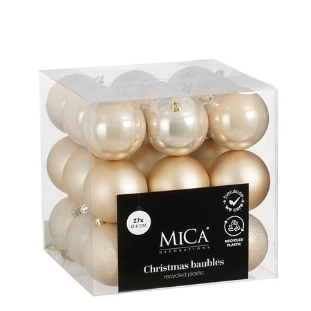 Bauble Unbreakable 8cm Pearl Cream X27