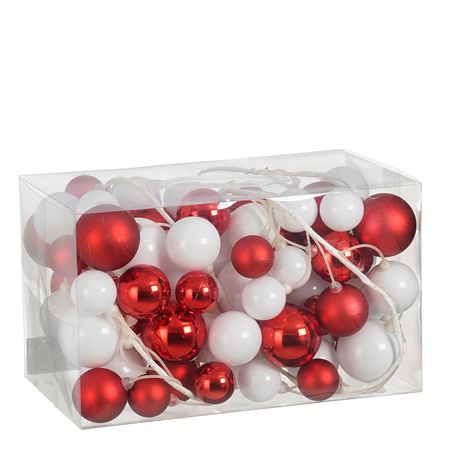 Garland Bauble Unbreakable Red & White 180cm