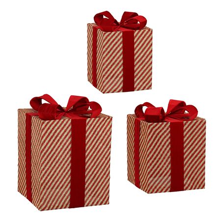 Presents Set Of 3 Gold and Red 56x41cm