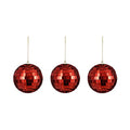 Bauble Mirror Ball X3 Red 8cm