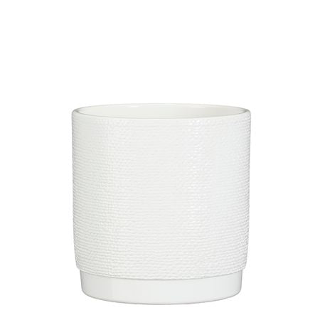 Ceramic Maxim Pot White Jute H13 X D13cm (Pack of 6)