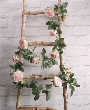 Artificial Garland Rose Light Pink 175cm