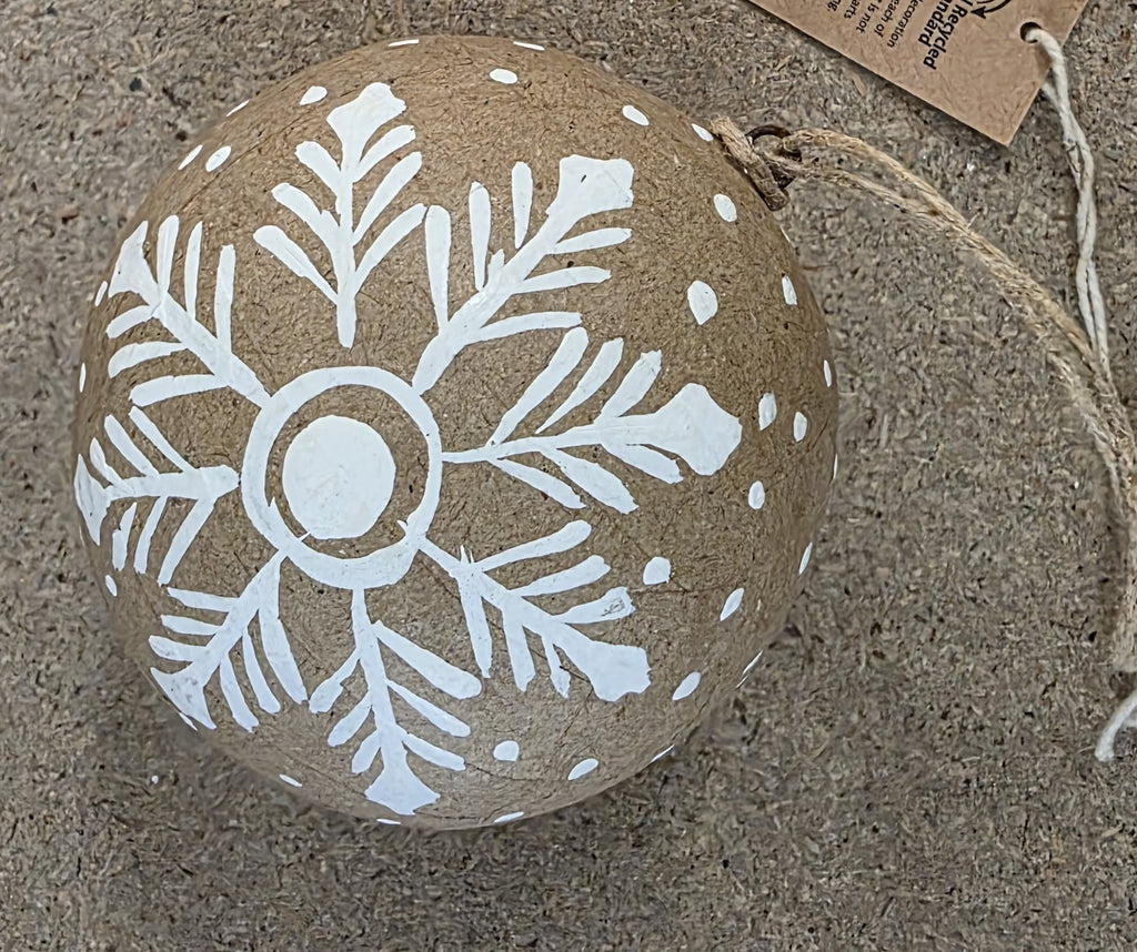 Bauble Papier Mache Snowflake Bauble 8cm