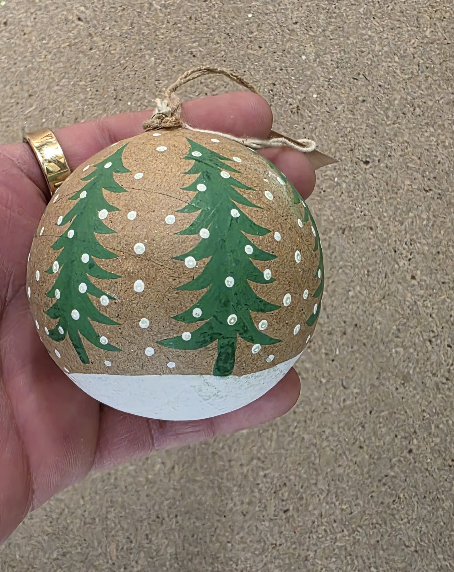 Papier Mache Tree Bauble 8cm