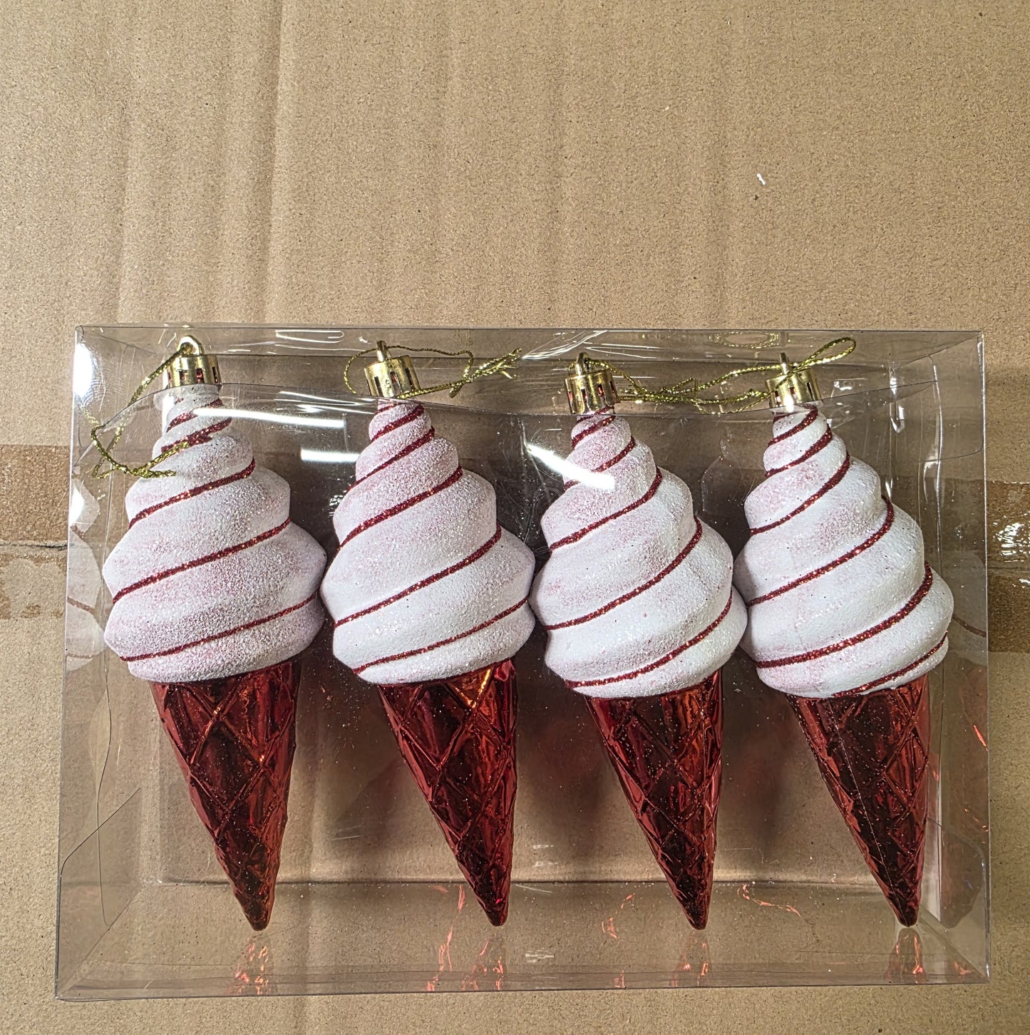 Hanging Ice Cream Red 4 Pieces 13cm