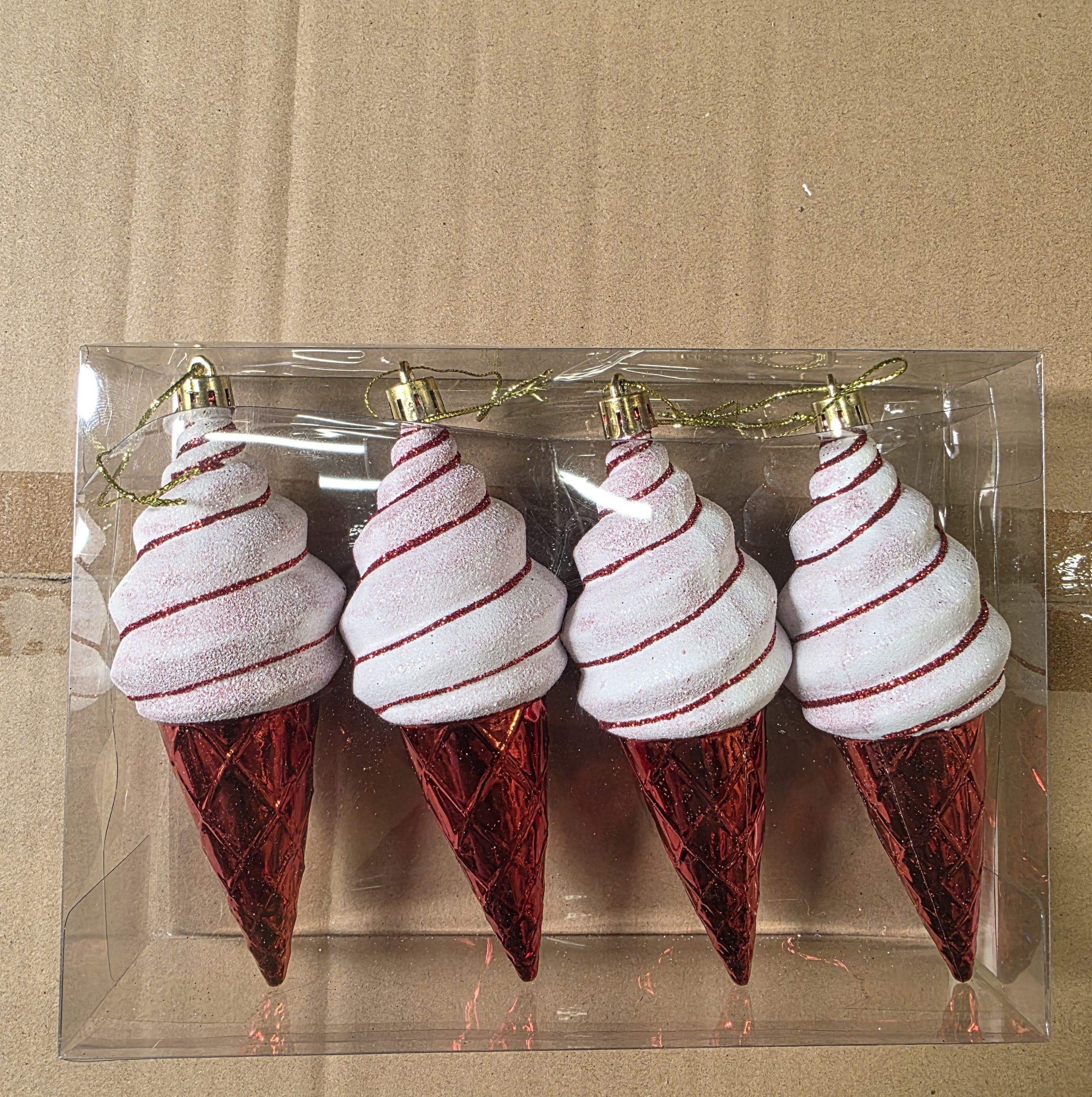 Hanging Ice Cream Red 4 Pieces 13cm  (PACK OF 3)