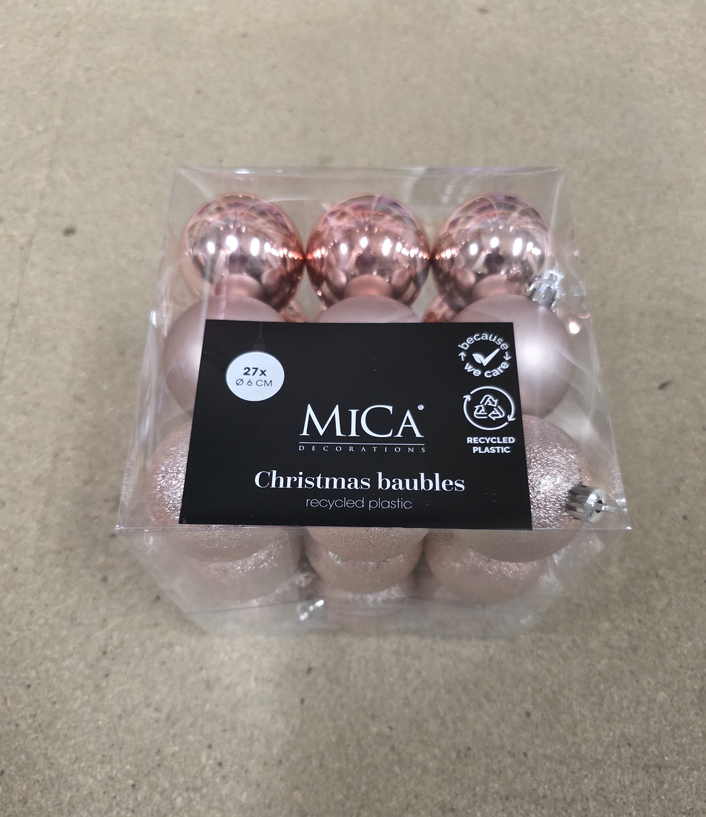 Bauble Unbreakable 6cm Pink X27