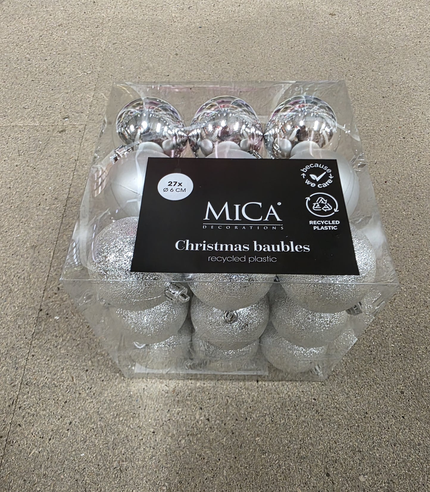 Bauble Unbreakable 6cm Silver X27