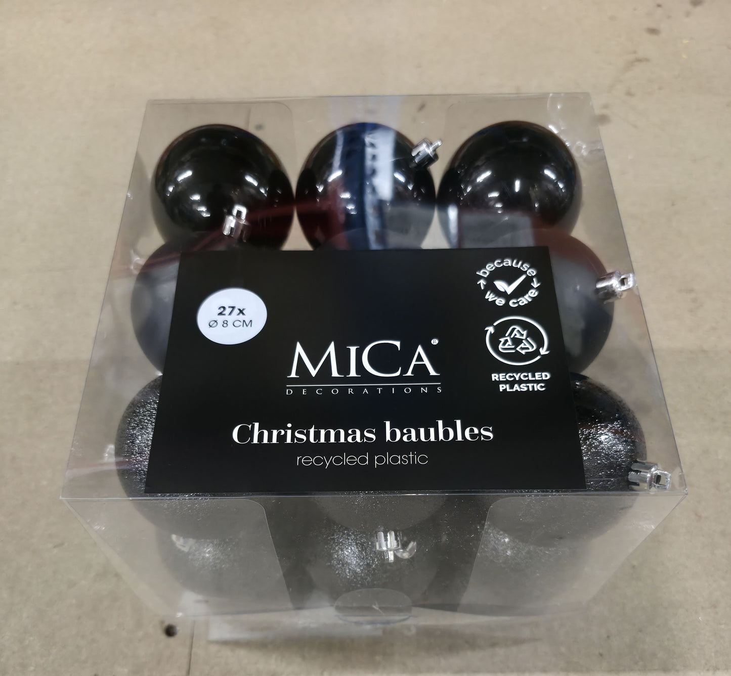 Bauble Unbreakable 8cm Black X27