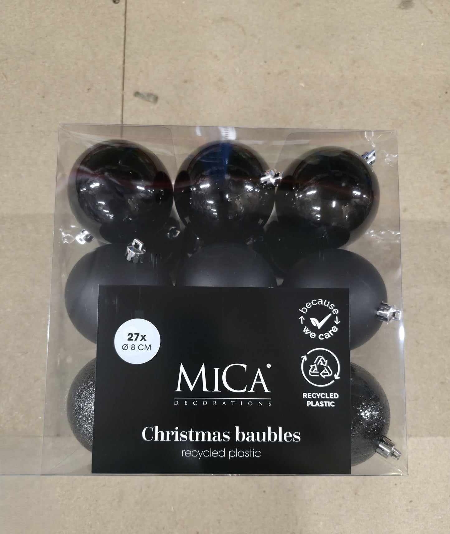 Bauble Unbreakable 8cm Black X27