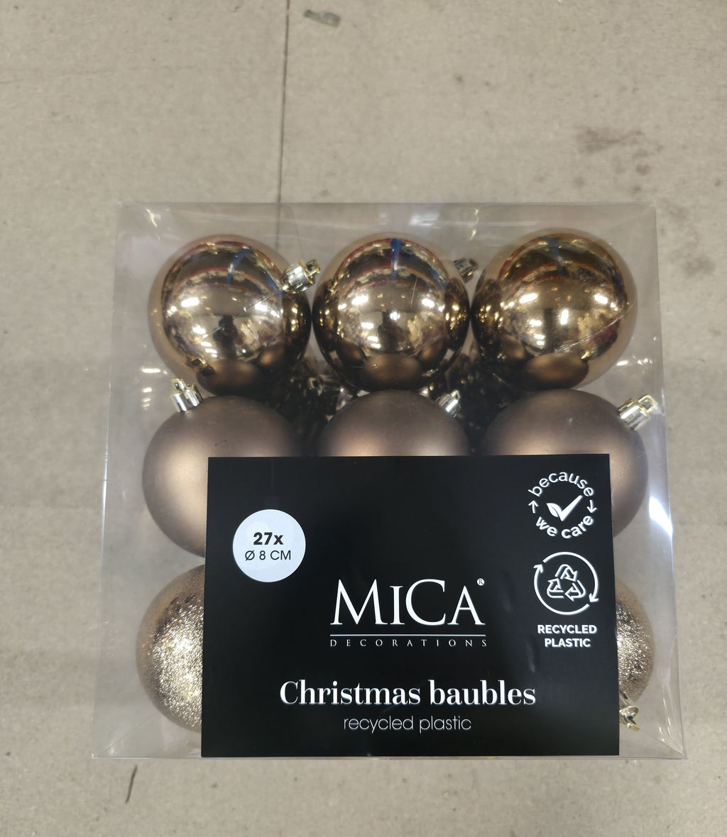 Bauble Unbreakable 8cm Brown X27