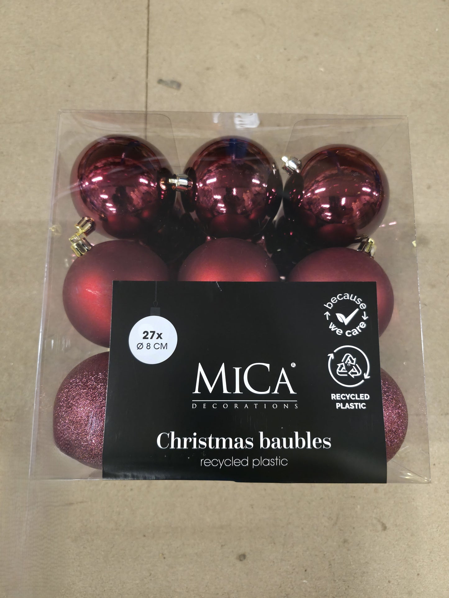 Bauble Unbreakable 8cm Dark Red X27