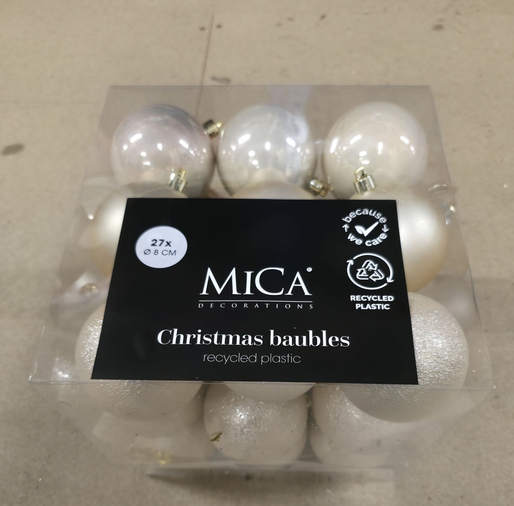 Bauble Unbreakable 8cm Pearl Cream X27