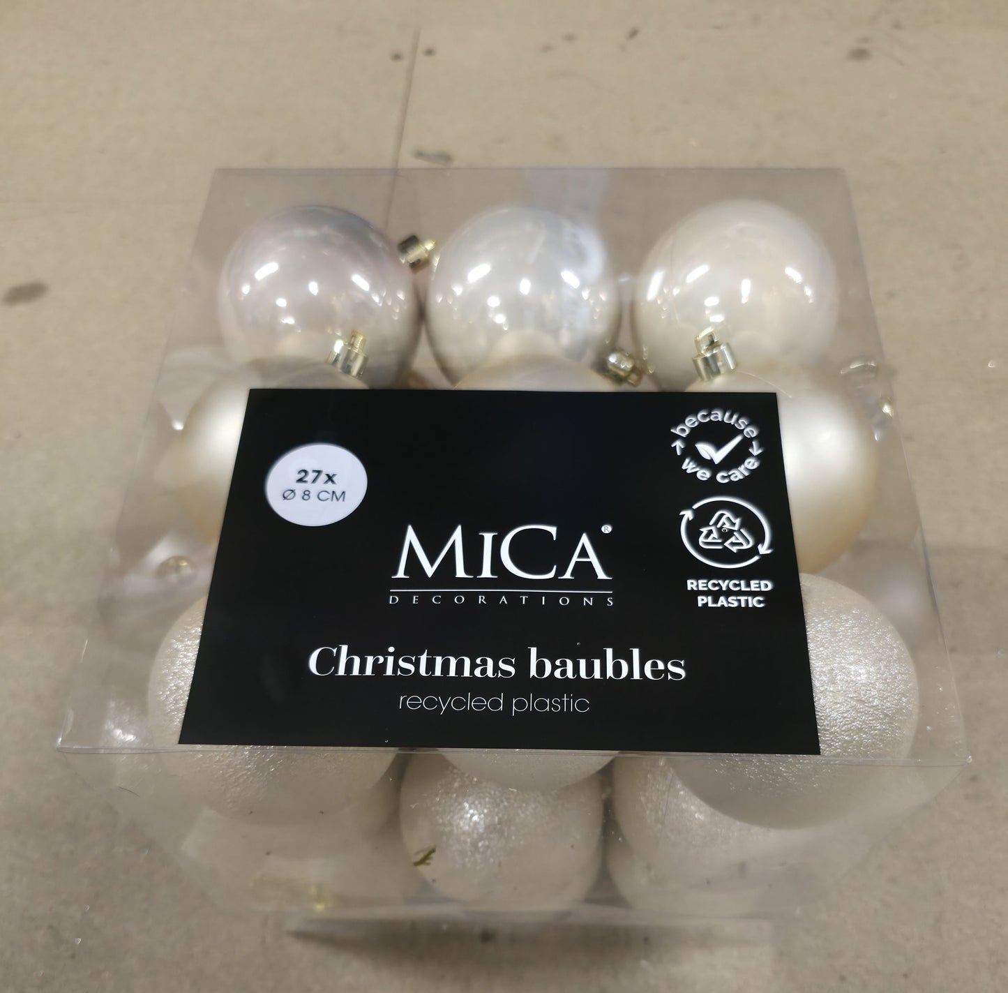 Bauble Unbreakable 8cm Pearl Cream X27