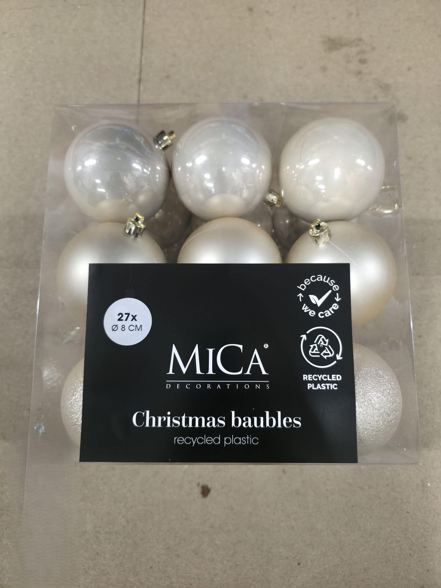 Bauble Unbreakable 8cm Pearl Cream X27