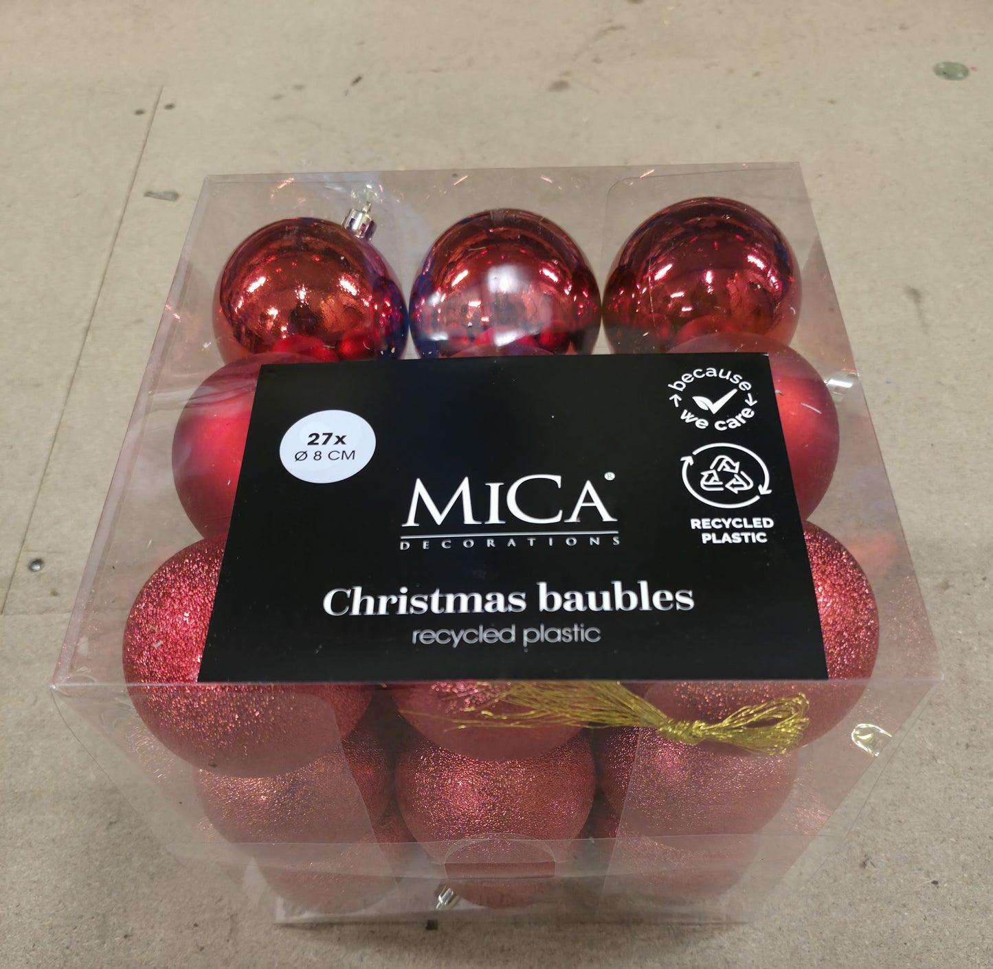 Bauble Unbreakable 8cm Red X27