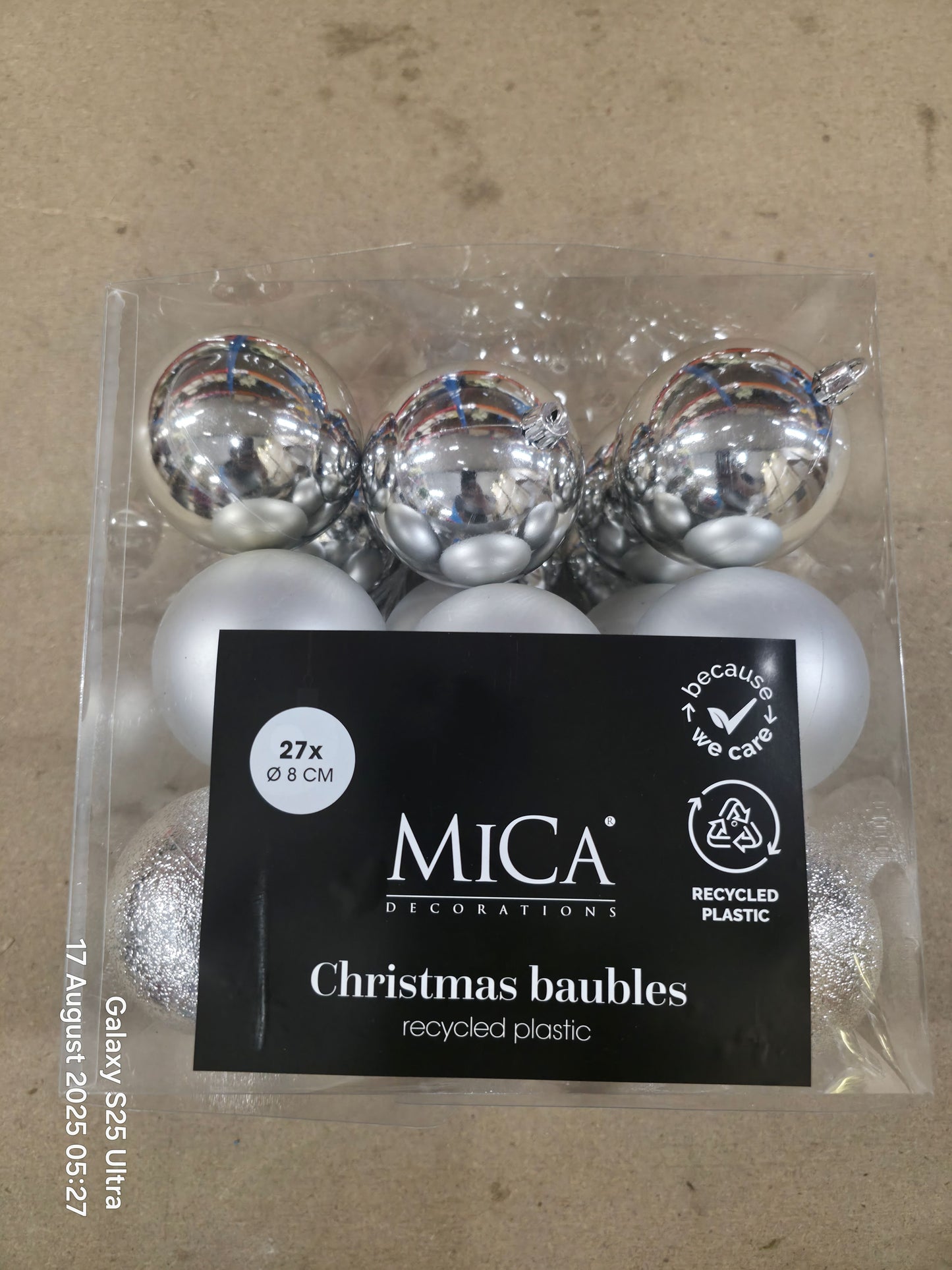 Bauble Unbreakable 8cm Silver X27