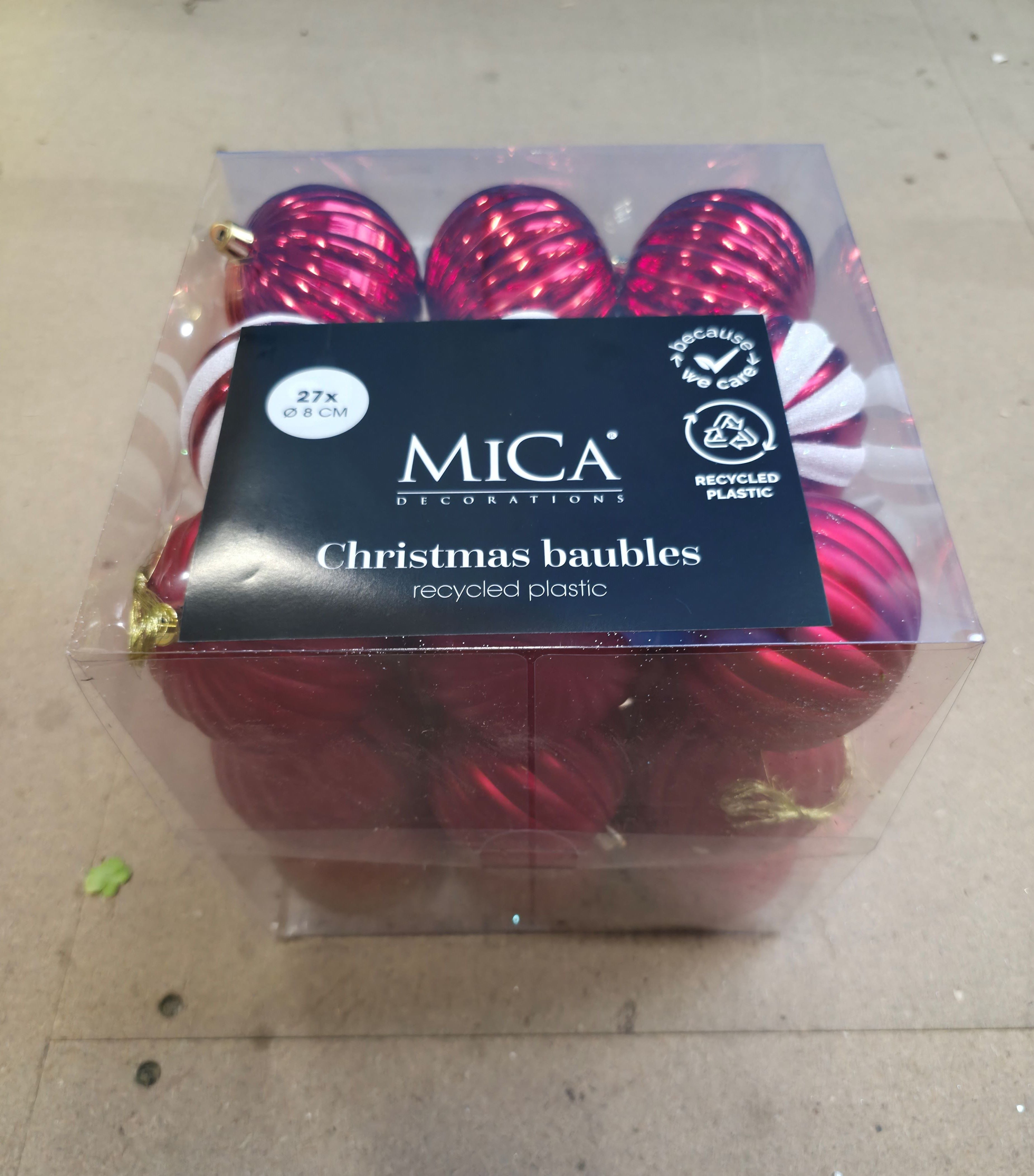 Bauble Unbreakable Red & White 8cm X27