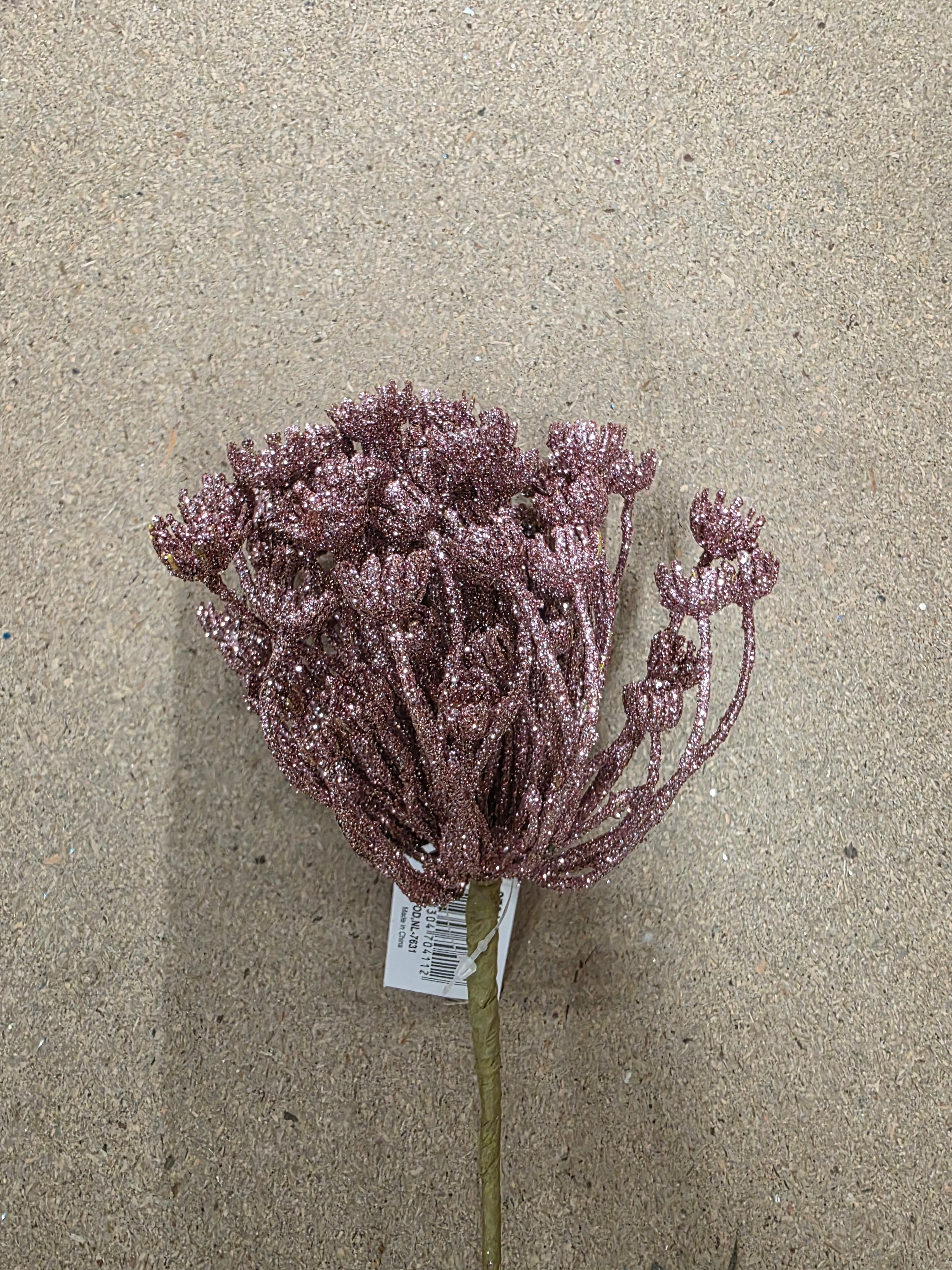 Glitter Flower Head Pink 62cm