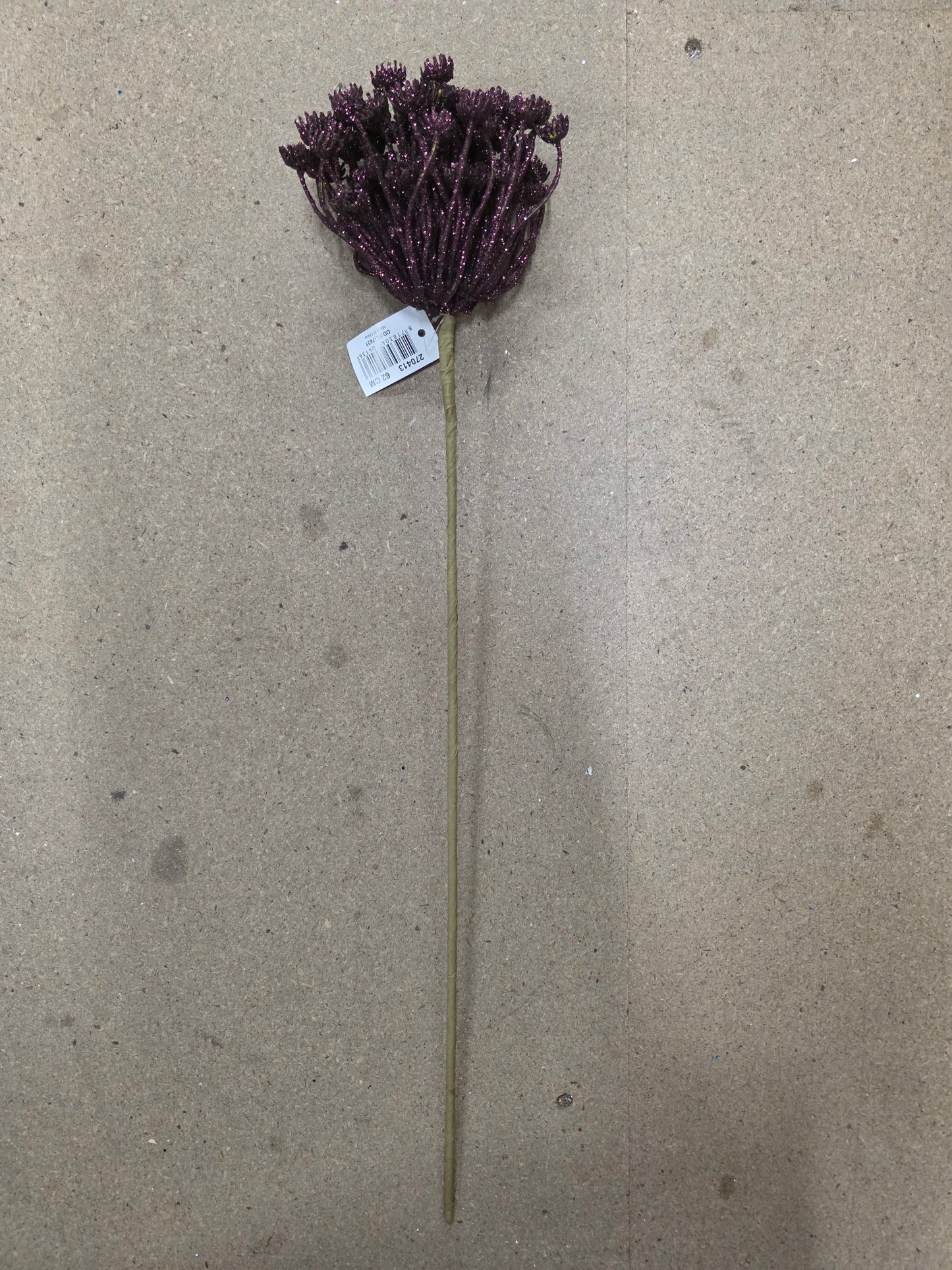 Glitter Flower Head Dark Red 62cm