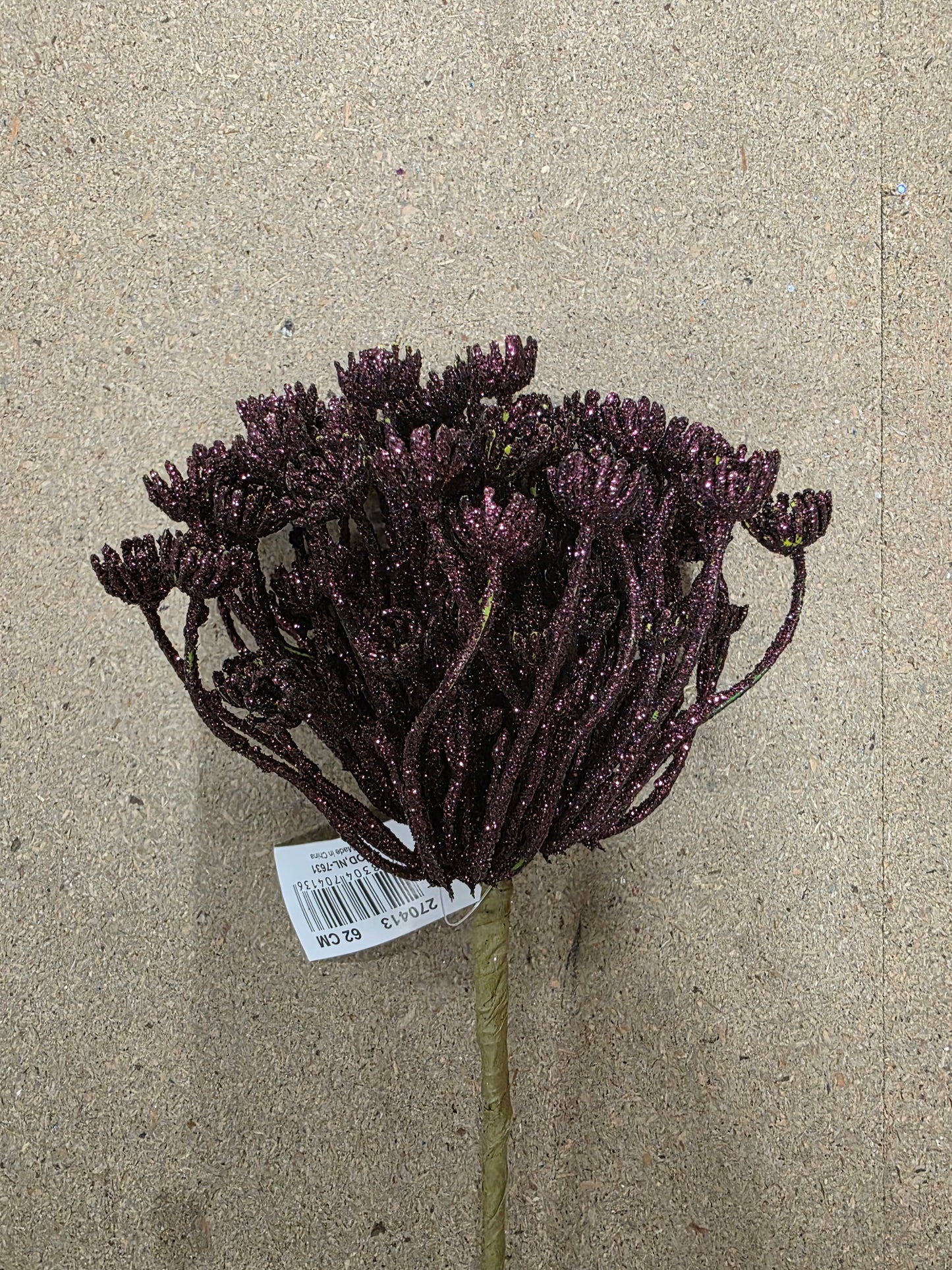 Glitter Flower Head Dark Red 62cm