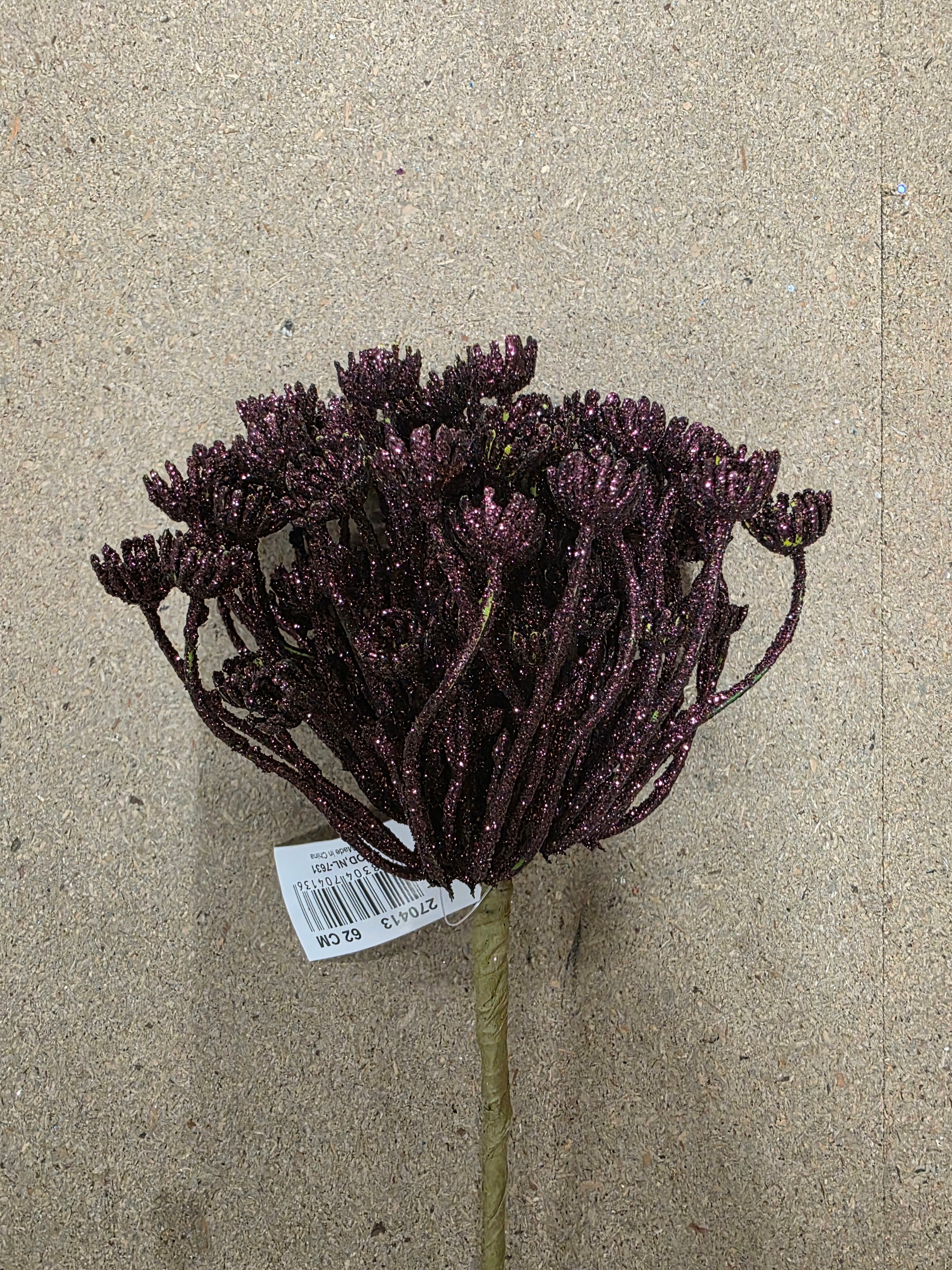 Glitter Flower Head Dark Red 62cm