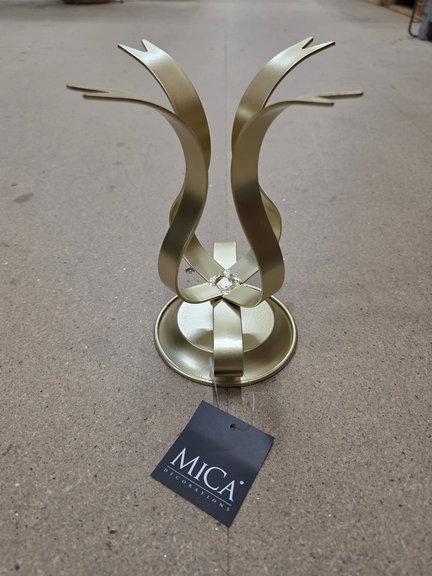 Candle Holder Bow Champange 20x14cm