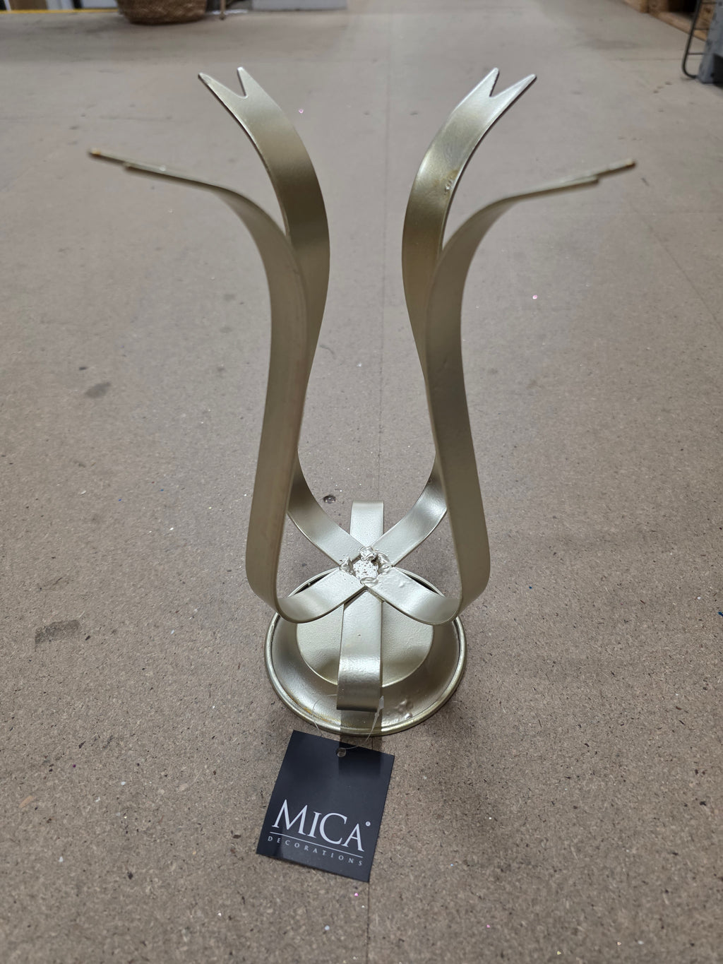 Candle Holder Bow Champagne 28x14cm