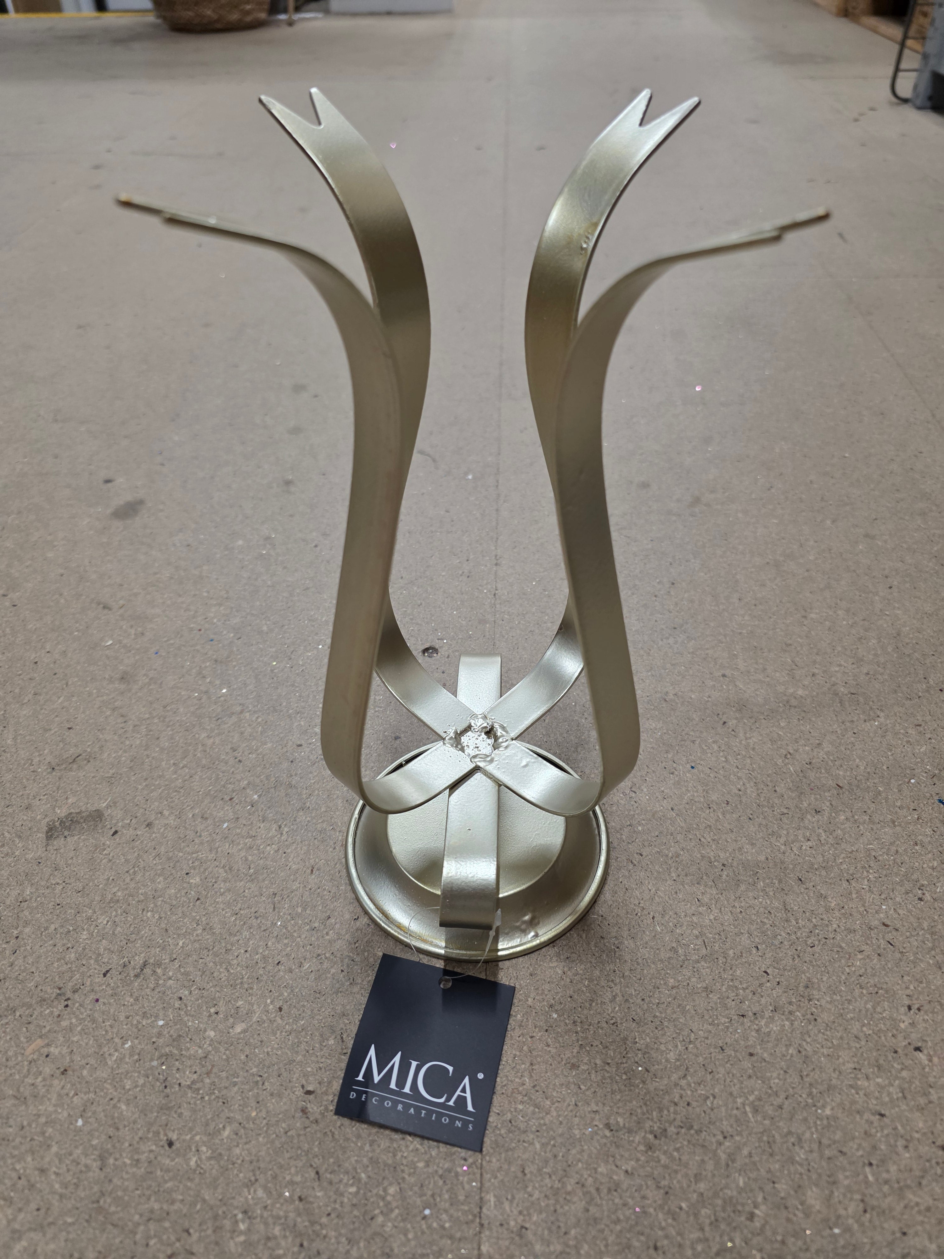 Candle Holder Bow Champagne 28x14cm