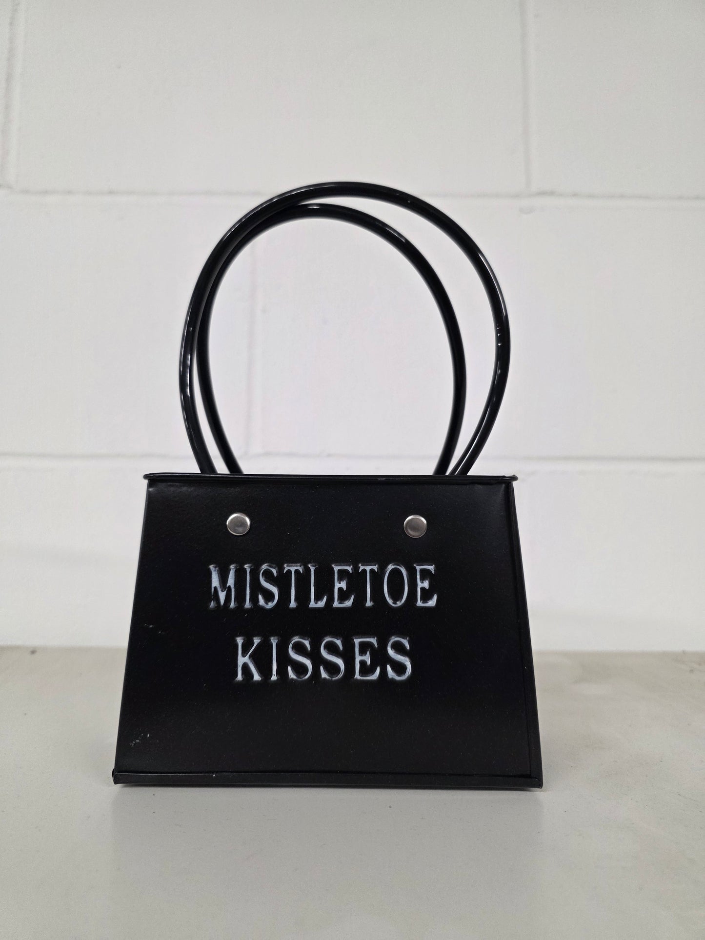 Pot Baggy Mistletoe Kisses Black 14cm